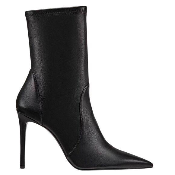 Stuart Weitzman Boots Size 8 Power Bootie Leather Pointed Toe in Black NEW - Picture 1 of 6